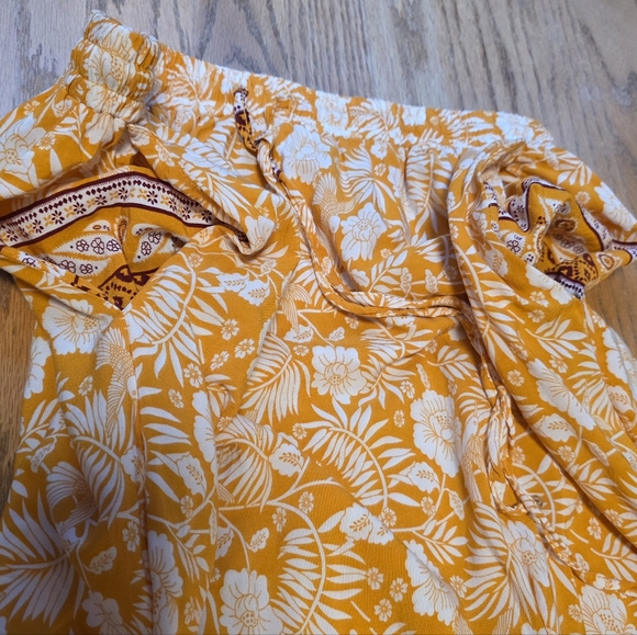 Zeagoo Orange White Floral Bohemian Boho Maxi Skirt Pockets Women's Size L - Picture 13 of 14